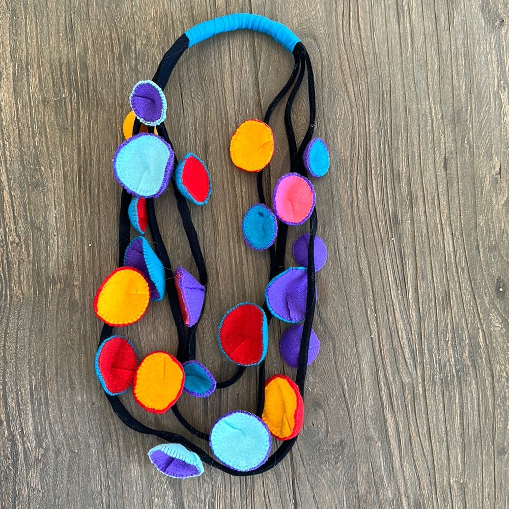 Multi strand Peruvian felt disc necklace